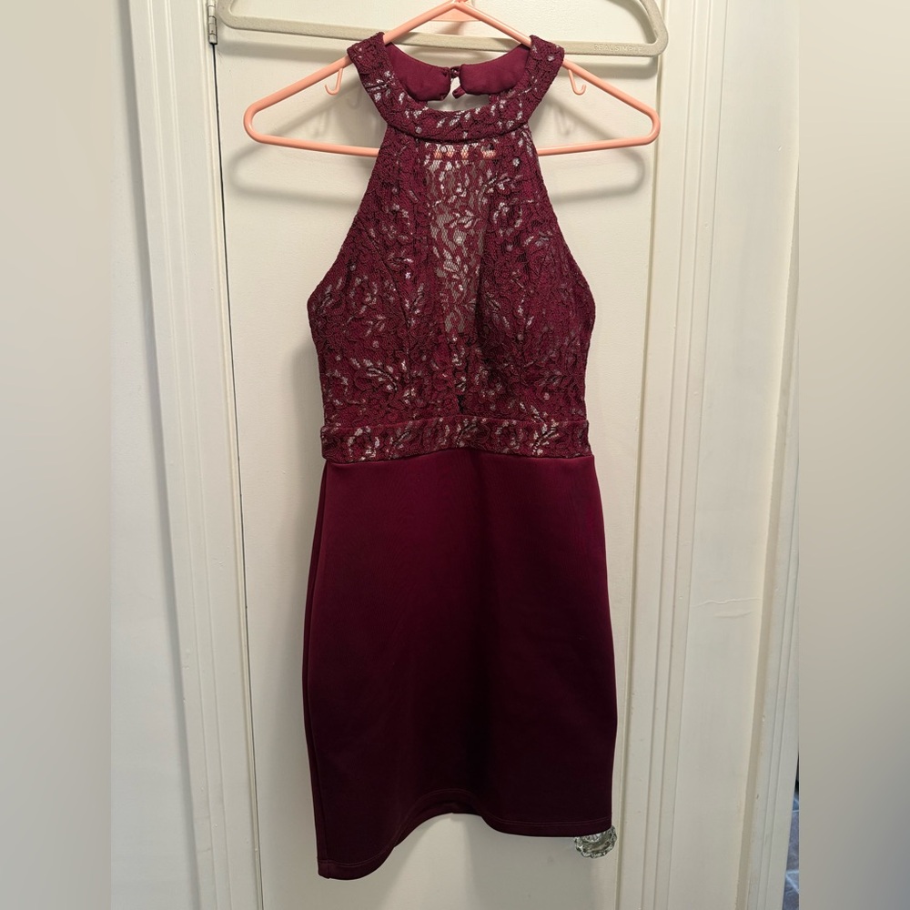 B Darlin Red Sequin Halter Mini Dress Size 5/6